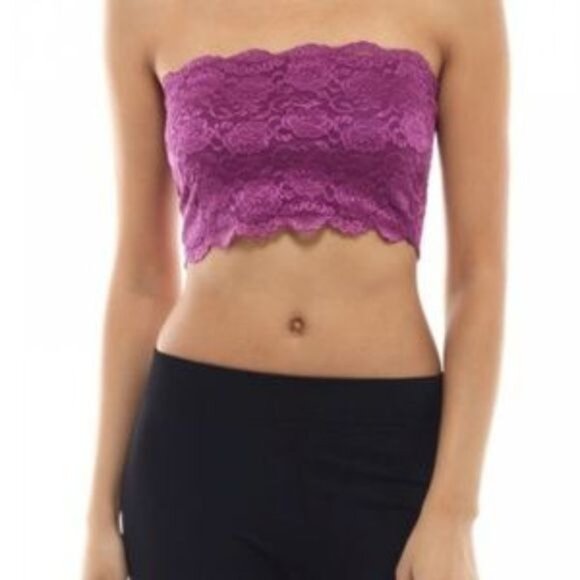 Bozzolo Bundle Lace Strapless Bandeau Top Scalloped Hem Stretchy Floral Design - Picture 7 of 7